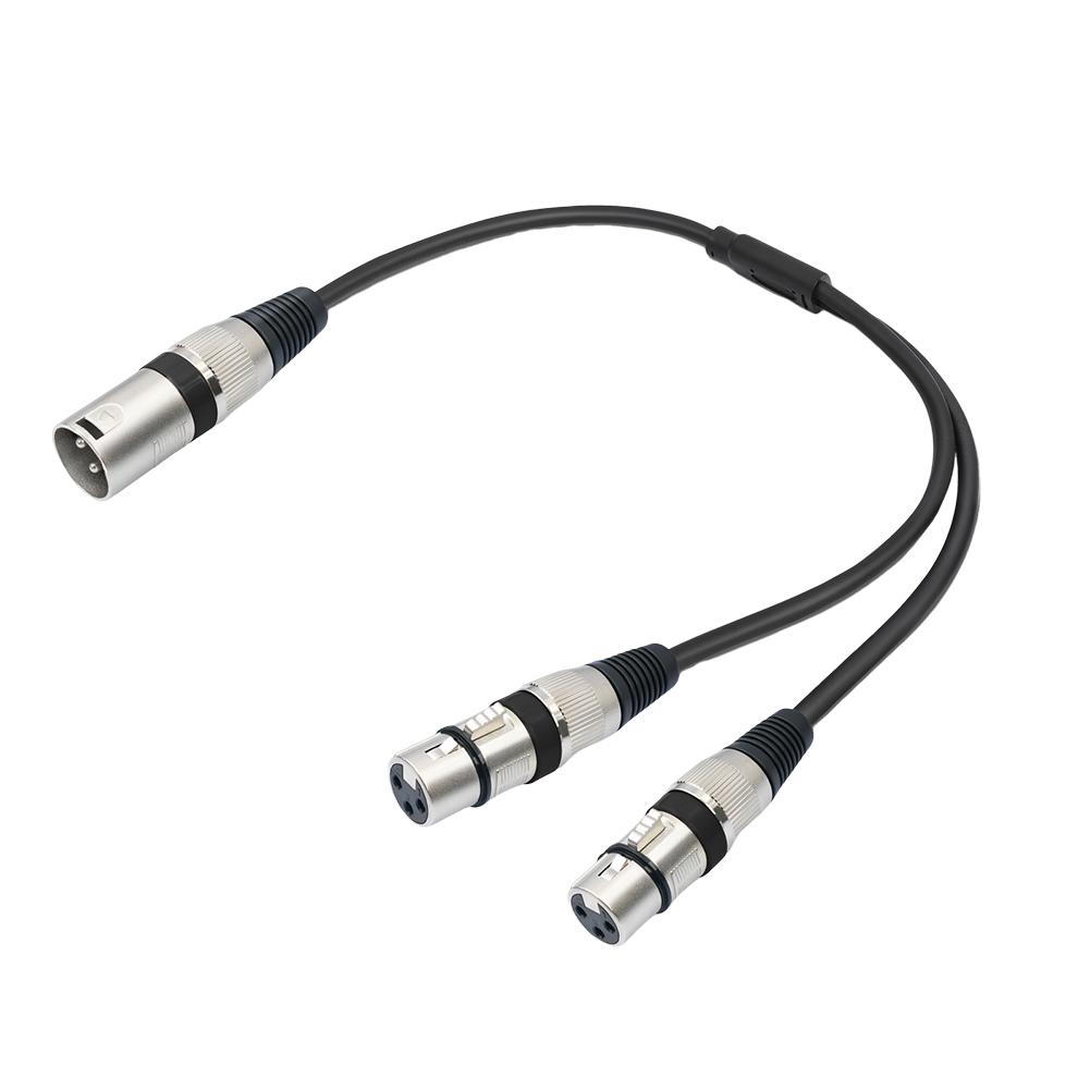 1.5ft/0.5m XLR Male To Dual XLR Female Y Splitter Mic Cable 3 Pin XLR Male To Dual XLR Female Patch Y Cable