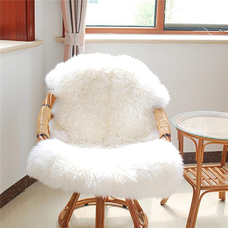 Artificial Sheepskin Hairy Carpet for Living Room Bedroom Rugs Skin Fur Plain Fluffy Area Rugs Washable Bedroom Faux Mat
