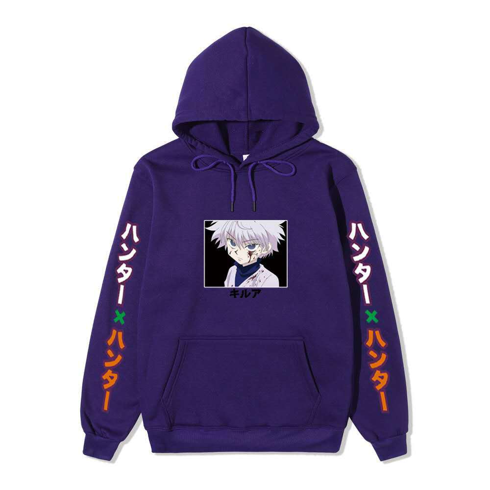 Hunter X Hunter Injured Killua Portrait Hoodie Color Japanese Sleeve Print Anime Hooded Pullover Sweatshirt