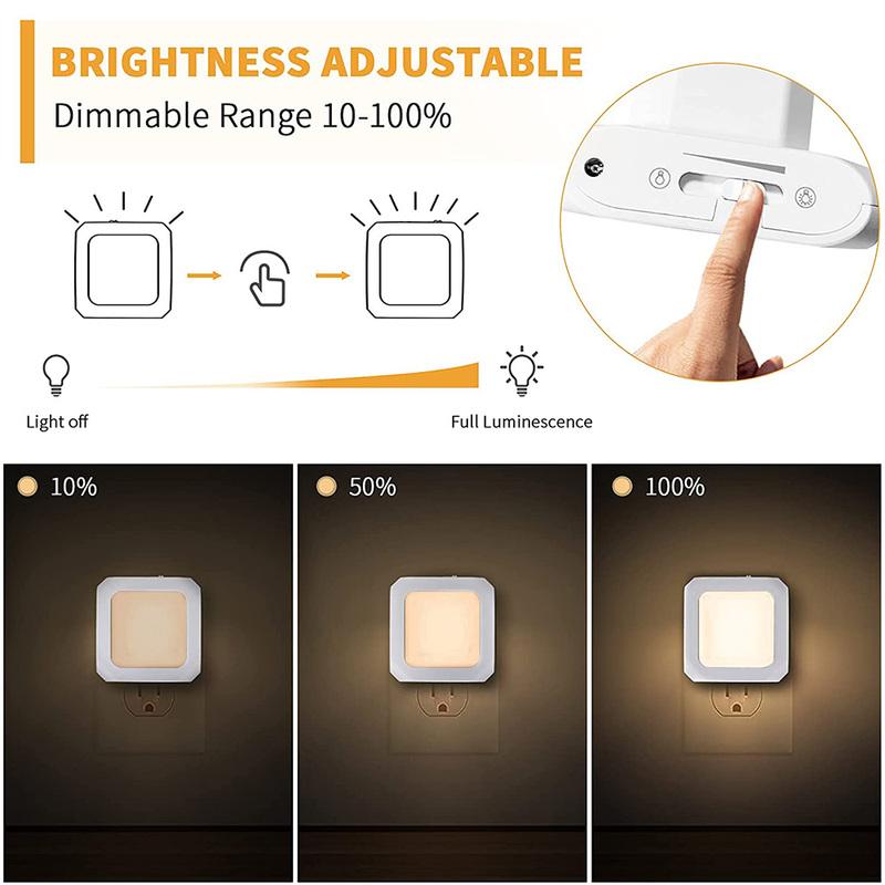 EU US UK Stecker Nachtlicht für Kinderzimmer Automatischer Dämmerung bis Morgengrauen Sensor LED Nachtlampe Dimmbar Warmweiß Kabellose Schrankleuchte