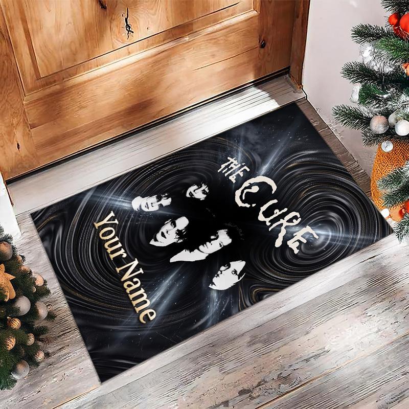 The Cure Crystal Velvet Rug, Custom Name Text Personalized Non‑Slip Floor Mat for Home Decor Gift