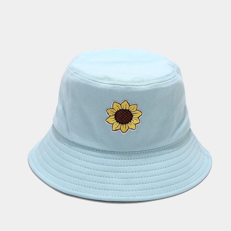 New sunflower applique bucket hat female tide small fresh pot hat student foldable sun hat