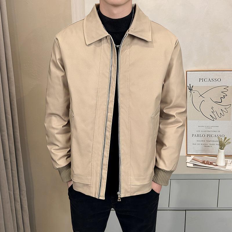 % White Duck Down Jacket Men's Winter Solid Color Business Winter Loose Lapel Casual Jacket