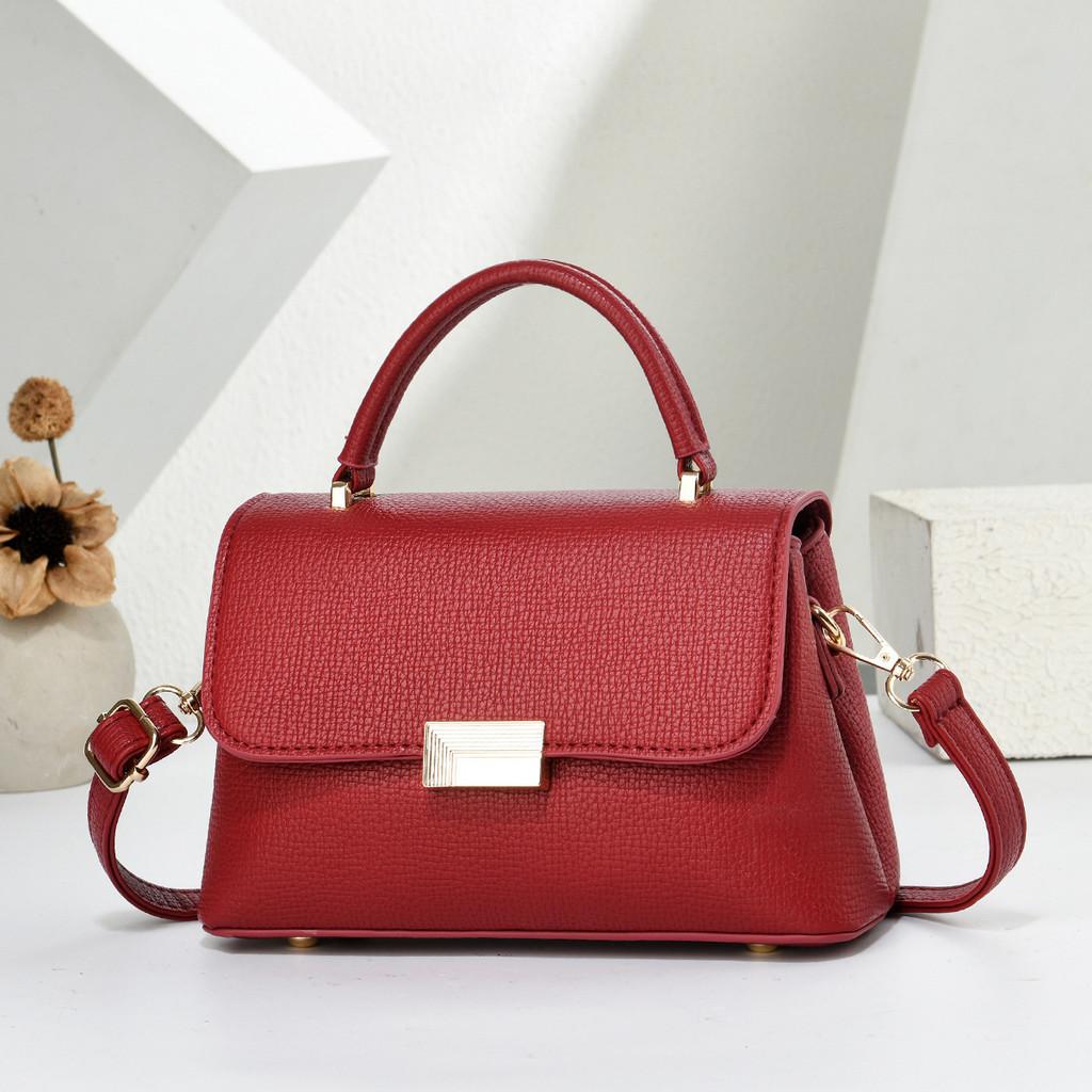

Pu Small Shoulder Bag With Top Flap And Inner Zipper Pocket For Daily Use червоний