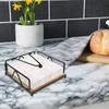 Iron Napkin Holder Flat square tissue box with Wooden Base for Hotel coffee shop restaurant dining table Tissue Paper Holder