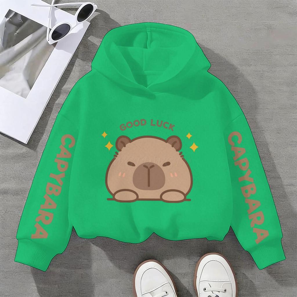 Cartoon Cute Capybara Print Children's Hooded Hoodies Capybara Casual Fashionable Comfortable Boy Girl Sweatshirt Pullover
