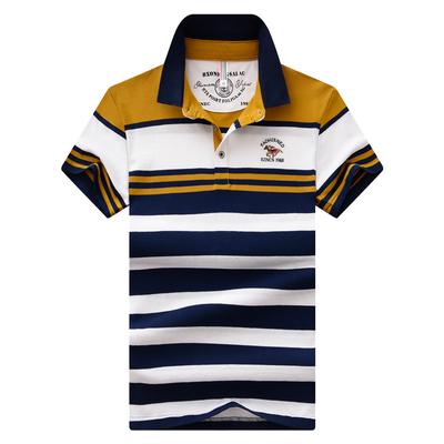 Men Cotton Striped T -Shirt Summer Half -Sleeved T -Shirt