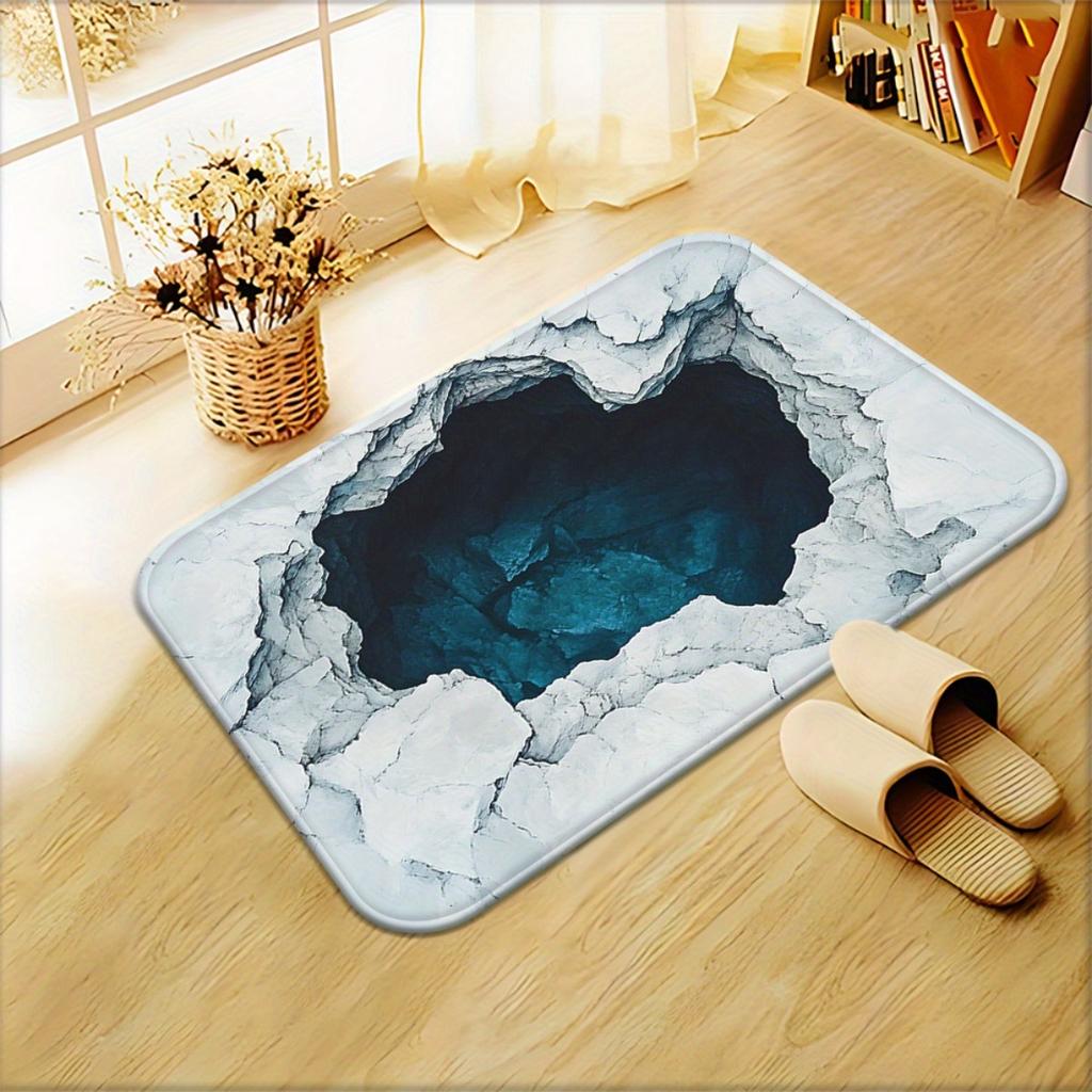 3D Illusion Rug with Deep Blue Hole Design for Home Decor Unique Floor Mat Entrance Mat Indoor Outdoor Use Skid resistant carpet