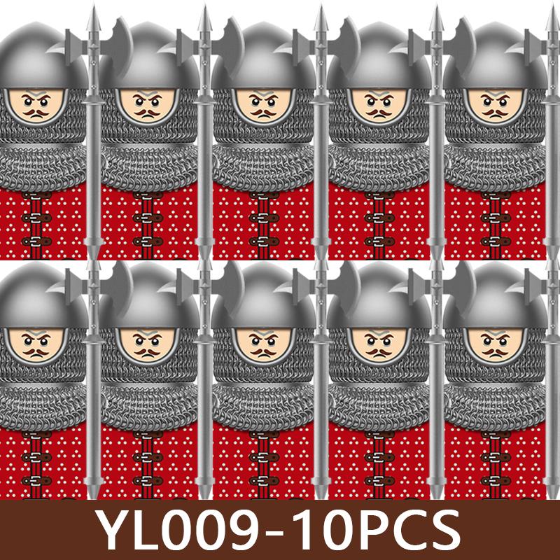 Medeltida Slottssoldat Figurer Byggklossar Militär Armé Riddare Romersk Krigare Infanteri Milis Orcher Tillbehör Klossar Leksaker