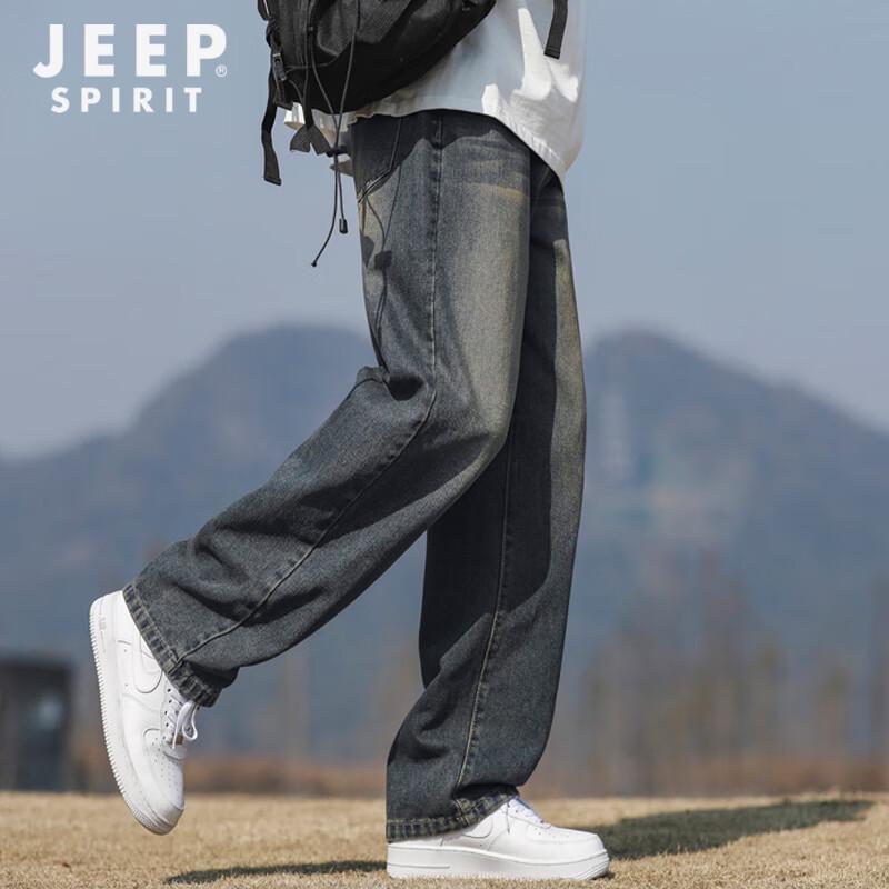 JEEP SPIRIT Men's Retro Loose Straight Leg Jeans