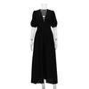 European American INS Style Women's Long Dress, Design Puff Sleeve, Slim Fit Bodycon, Split Hem Elegant Party Dress