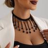 Accessories French Black Crystal Gothic Wind Water Drop Tassel Necklace Lolita Lace Necklace Necklace Necklace