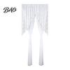 Polyester Sheer Window Dressing Lace Door Curtain, Embroidered Floral Doorway Curtain with Beads, Easy Install Renters Rod Pocket Room Divider