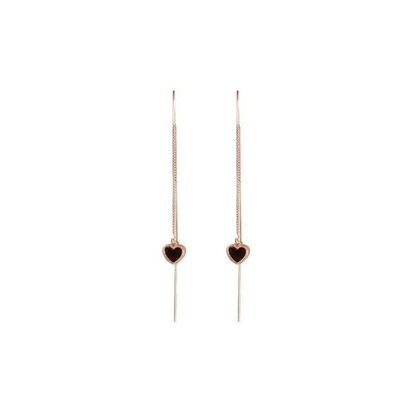 1 Paar einfache schwarze Herz-Ohrlinie, lange hängende Ohrringe, Kette, Quaste, Tropfenohrringe, Ohrdraht, Piercing-Ohrring-Zubehör