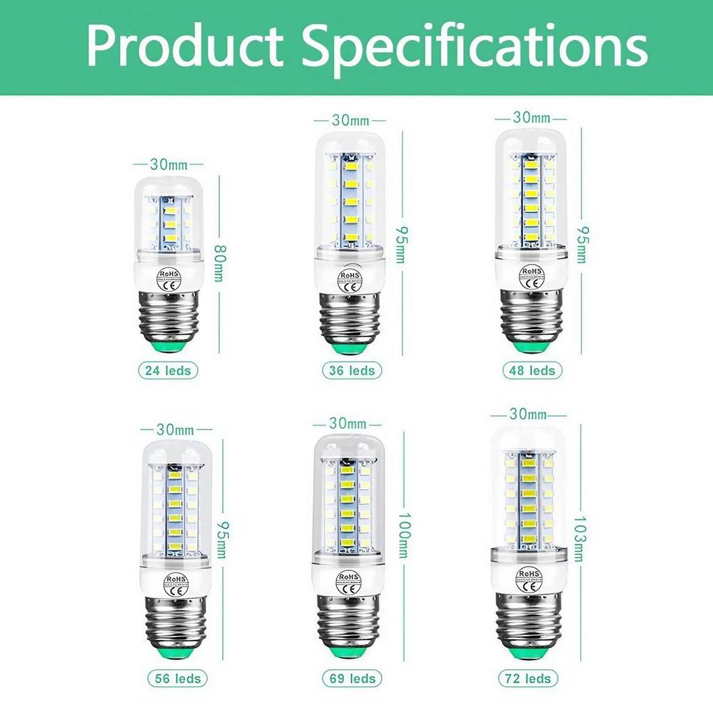 E27E14 LED Corn Bulb 3W12W 24LEDs SMD5730 Chandelier Light 200240V Bedroom Kitchen Home Decor Lighting