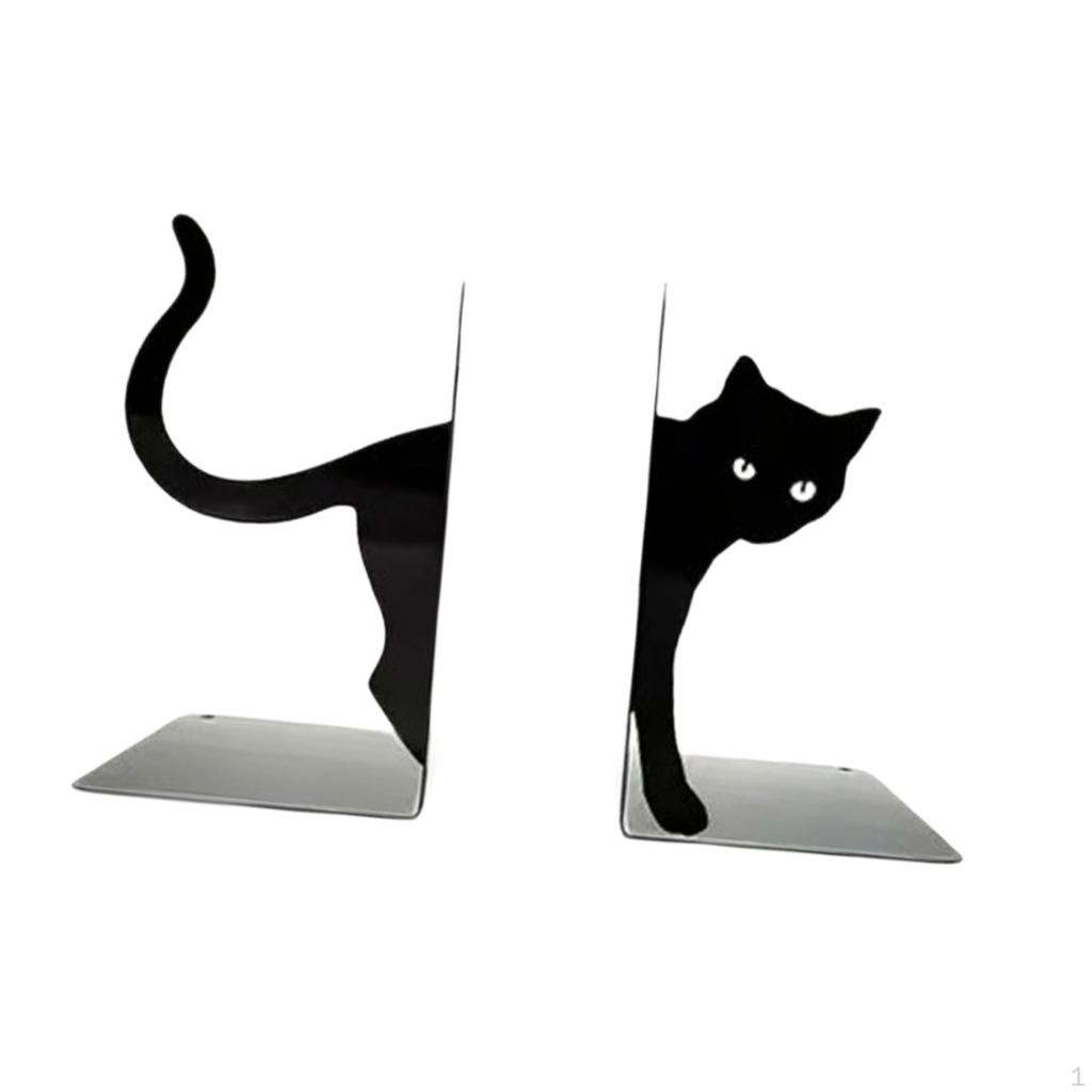 Katzen Buchstützen Deko Schwarz Skulptur Buchorganisator Tier Ornament Stütze für Wohnzimmer Schreibtisch