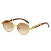 New European and American glasses, sunglasses, UV protection, oval metal frame fashion sunglasses, women's high-end big brands