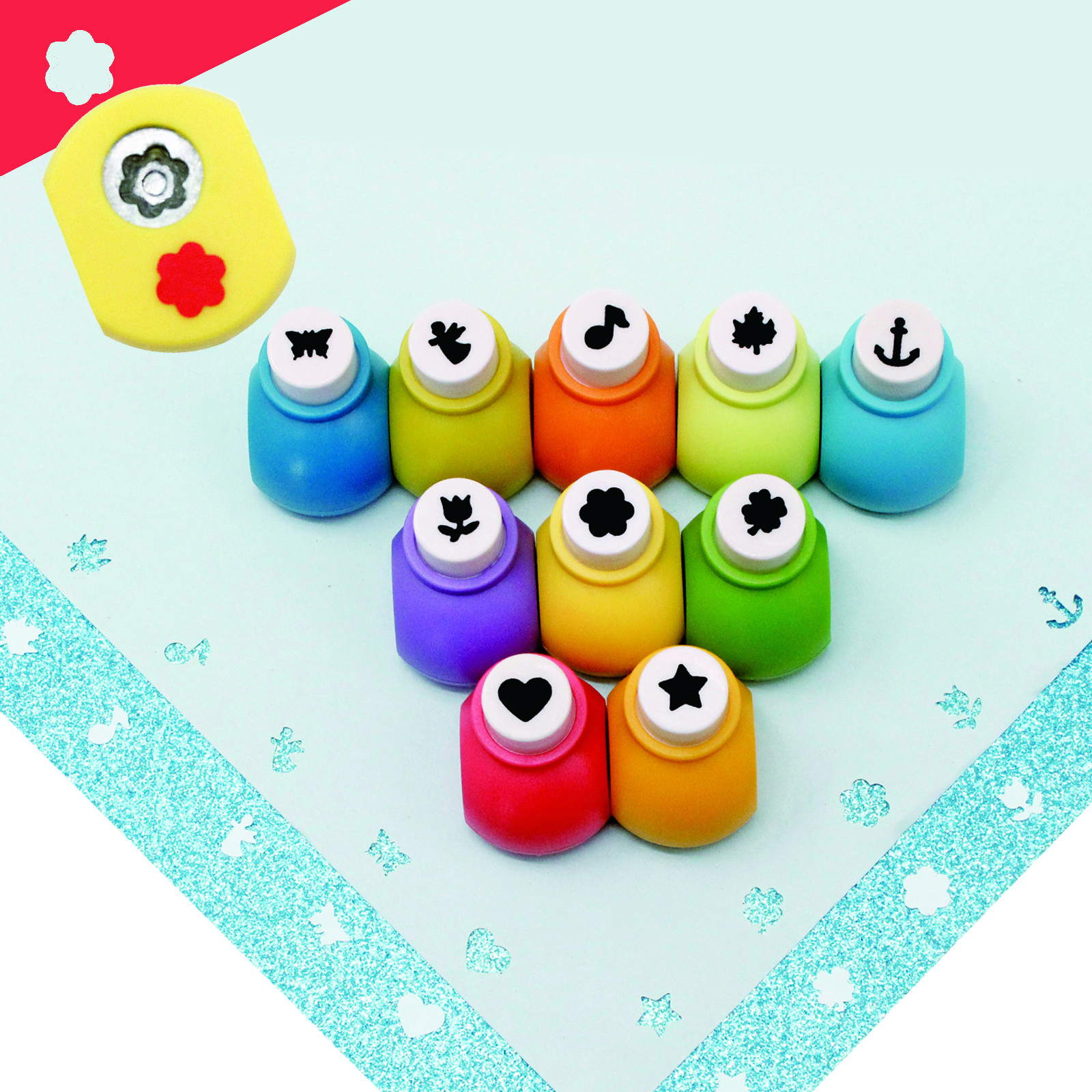 

10 Мини резак для бумаги одинарное отверстие фигурный дырокол 10 мм детский Набор Лист Цветок Сердце Звезда формы бумажные поделки кардмейкинг скрапбукинг 1