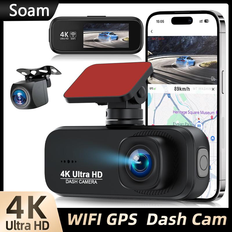 Soam Dash Cam Front and Rear 4K/1080P,Dash Camera for Cars Build in WiFi,24H Parking Mode,Night Vision,WDR,170°,G-Sensor,App