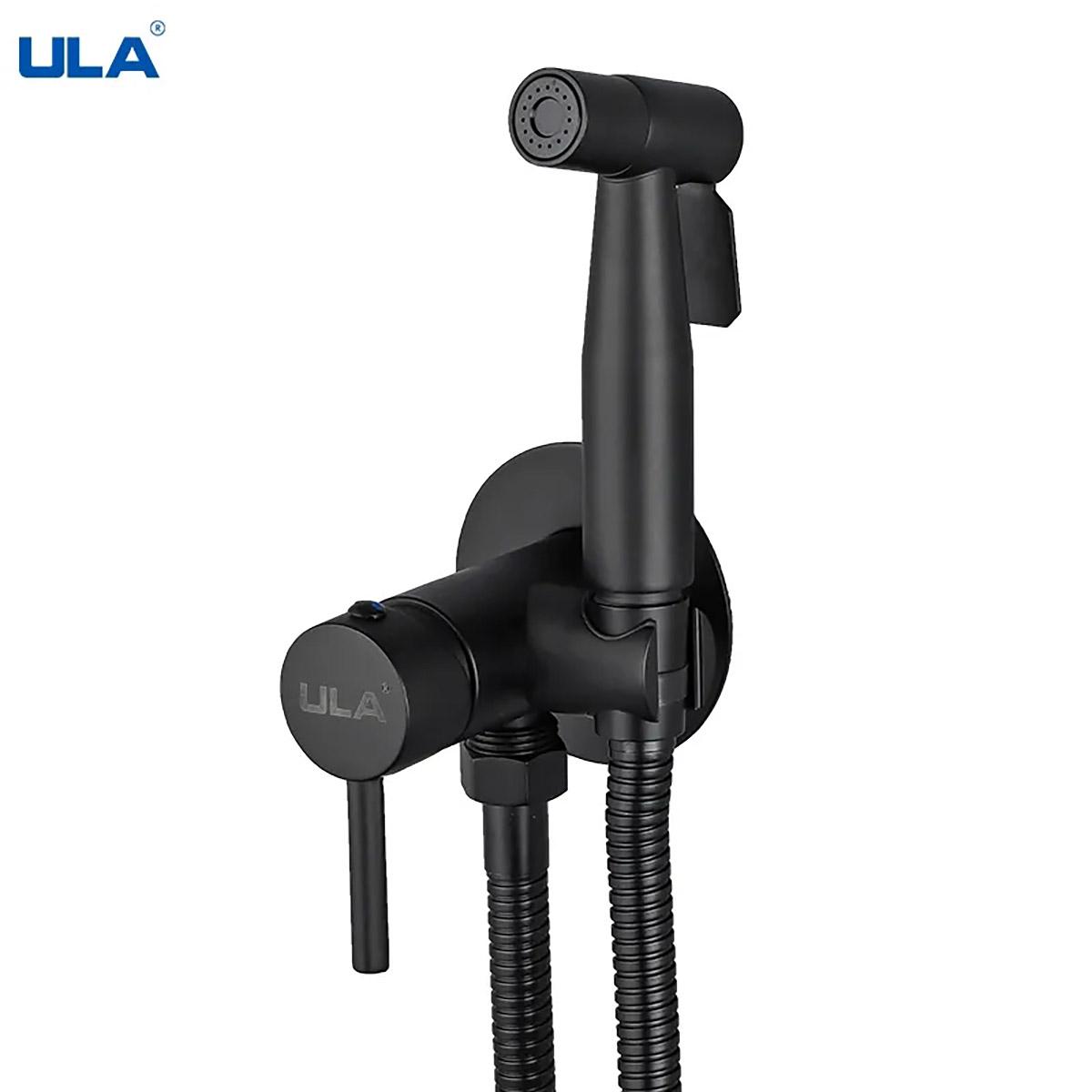 

ULA Черный Смеситель Латунный Распылитель Для Биде Портативный Смеситель Для Биде Для Унитаза Смеситель Для Ванной Комнаты Смеситель Для Горячей и Холодной Воды Shattaf Клапан Гигиенический Душ чёрный