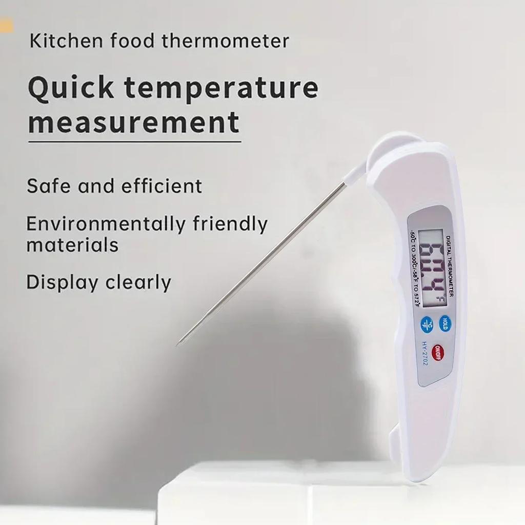 Foldable Meat Thermometer -Magnetic Stainless Steel Food Probe, Waterproof Digital Cooking Thermometer for BBQ & Kitchen Use
