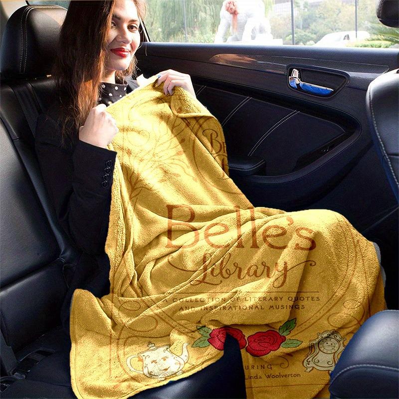 1 Stück, Disney Die Schöne und das Biest: Belle's Bibliothek Wohndecke Ein gemütlicher Flanell-Überwurf für Schlafzimmer, Wohnzimmer, Reisen, Camping, Auto