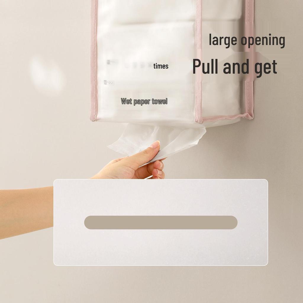 Wall-Mounted Waterproof Tissue Storage Bag - Large Capacity, Punch-Free Design for Kitchen and Bathroom