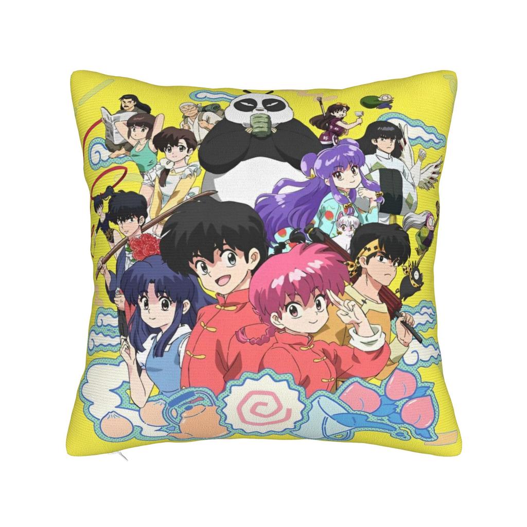 Manga Ranma 1⁄2 Square Pillow Case Adventure Martial Comedy Cushion Covers Polyester Decorative Pillowcase for Home 45x45cm