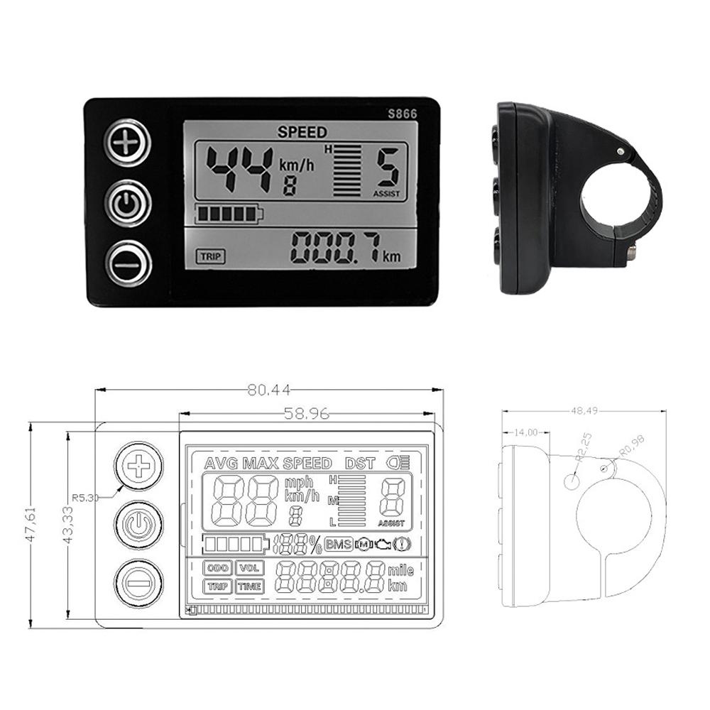 Electric Bike 24V 36V 48V SM Plug LCD Display for E bike Electric Scooter