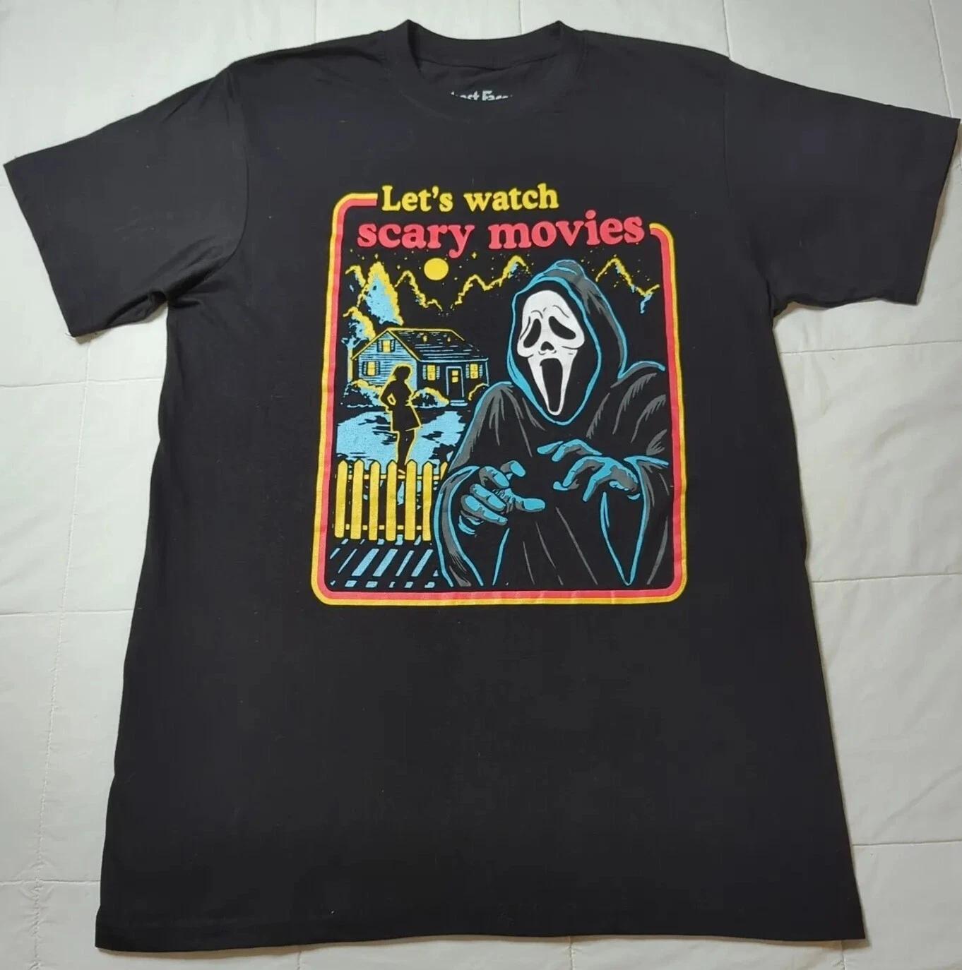 

Ghost face: Icon of Halloween - Lets watch scary movies black T-shirt Medium S