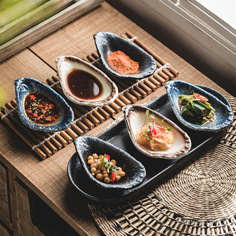 Creative Condiment Vinegar Plates Japanese Soy Sauce Dish Retro Ceramic Plates Sushi Wasabi Flavored Plates Kitchen Tableware
