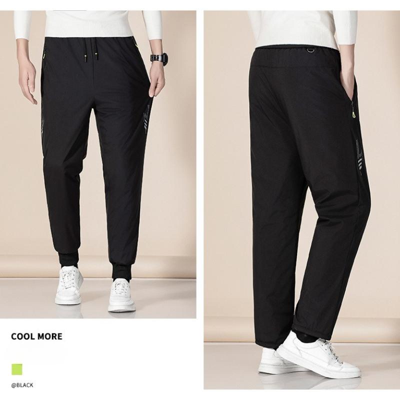 Windproof and waterproof thick cotton trousers for men Winter cold-proof fleece-lined thickened casual trousers Lambswool thermal trousers for men