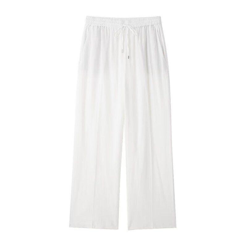 Fashion Style 2024 Summer New Women's Clothing High Waist Slimming All-Matching Linen Straight Pants 9929040 800