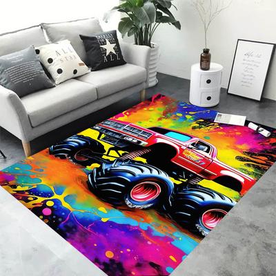 Graffiti Cartoon Cooles Offroad-Fahrzeug Teppich Kinderzimmer Spiel Rutschfest Weiche Bodenmatte Schlafzimmer Heimdekoration Teppiche Wohnzimmer