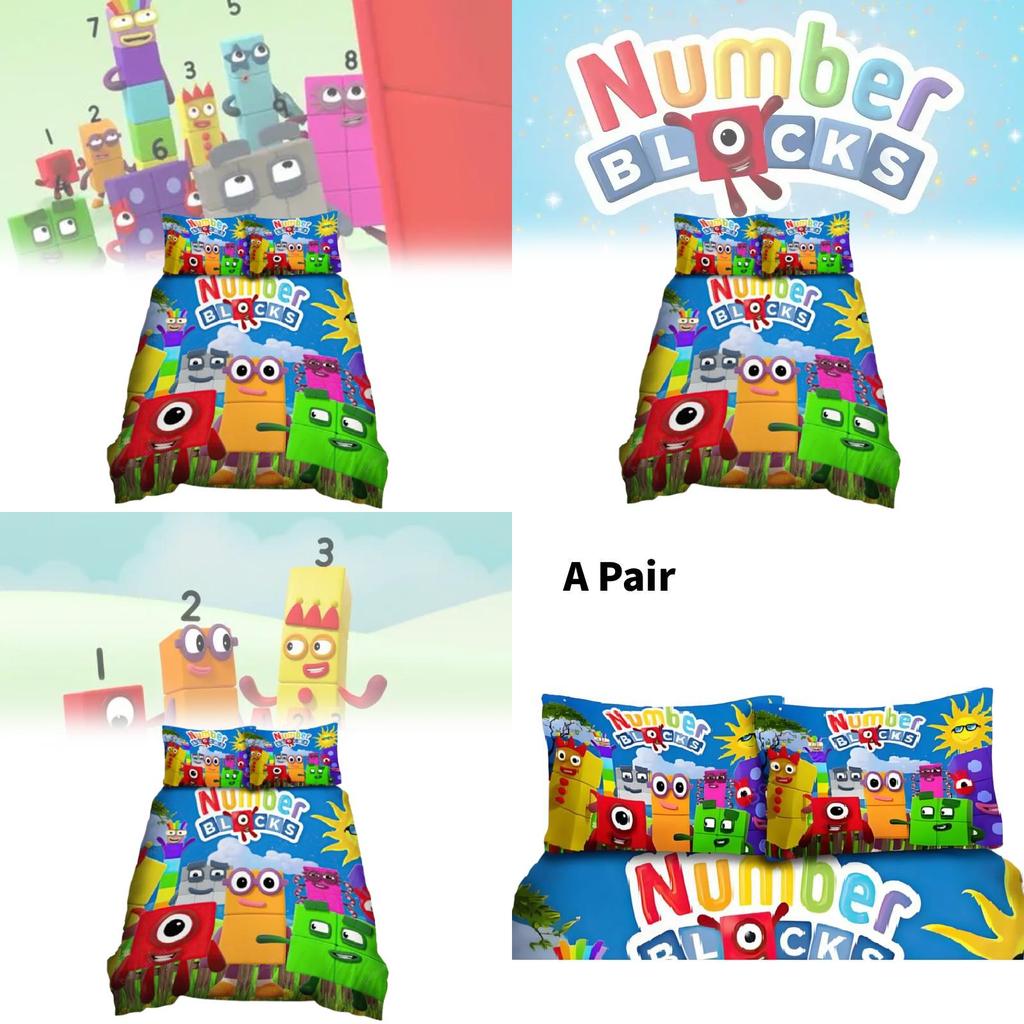 Numberblocks Digital Blocks Bedding Set With Active Dye Printing For Modern Bedroom Decor