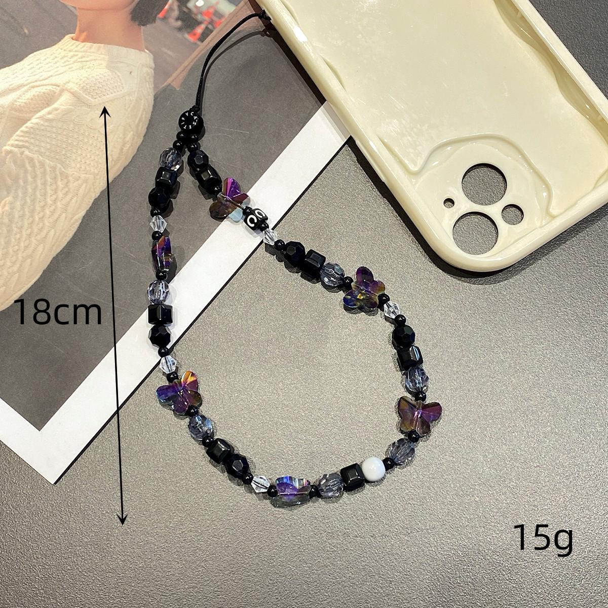 Women s Elegant Pearl Beaded Phone Lanyard - Anti-Lost Chain with Bow, Stylish Accessory Dark Night Butterfly Phone Chain