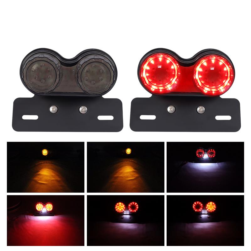 Universal 12V Motorcycle LED Brake Tail Light Signal Lights LED Integrated Tail Light with License Plate Bracket Motorbikes