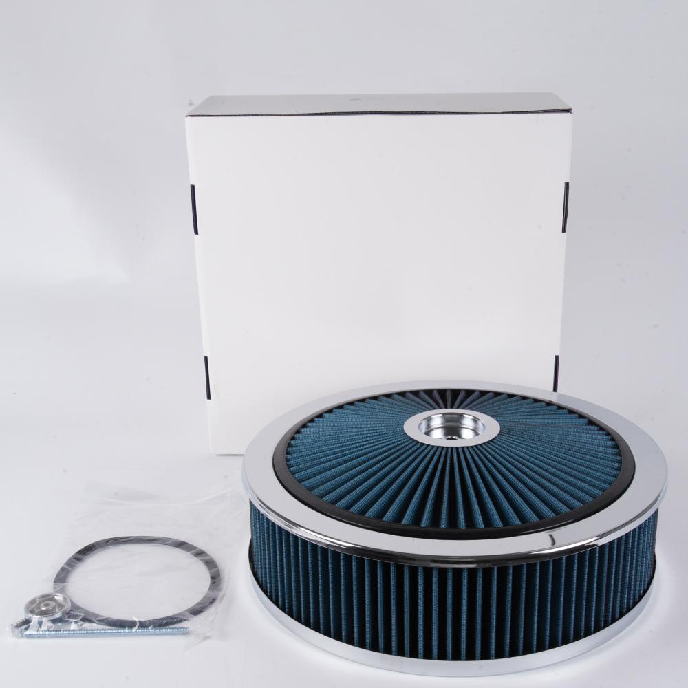 RASTP-14" x 4" Washable Round Super Flow Thru Air Cleaner Filter For 5-1/8 Carb Neck OFI177