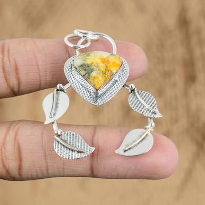 Womens Day Deal Natural Bumble Bee Jasper 925 Sterling Silver Mother New Pendant