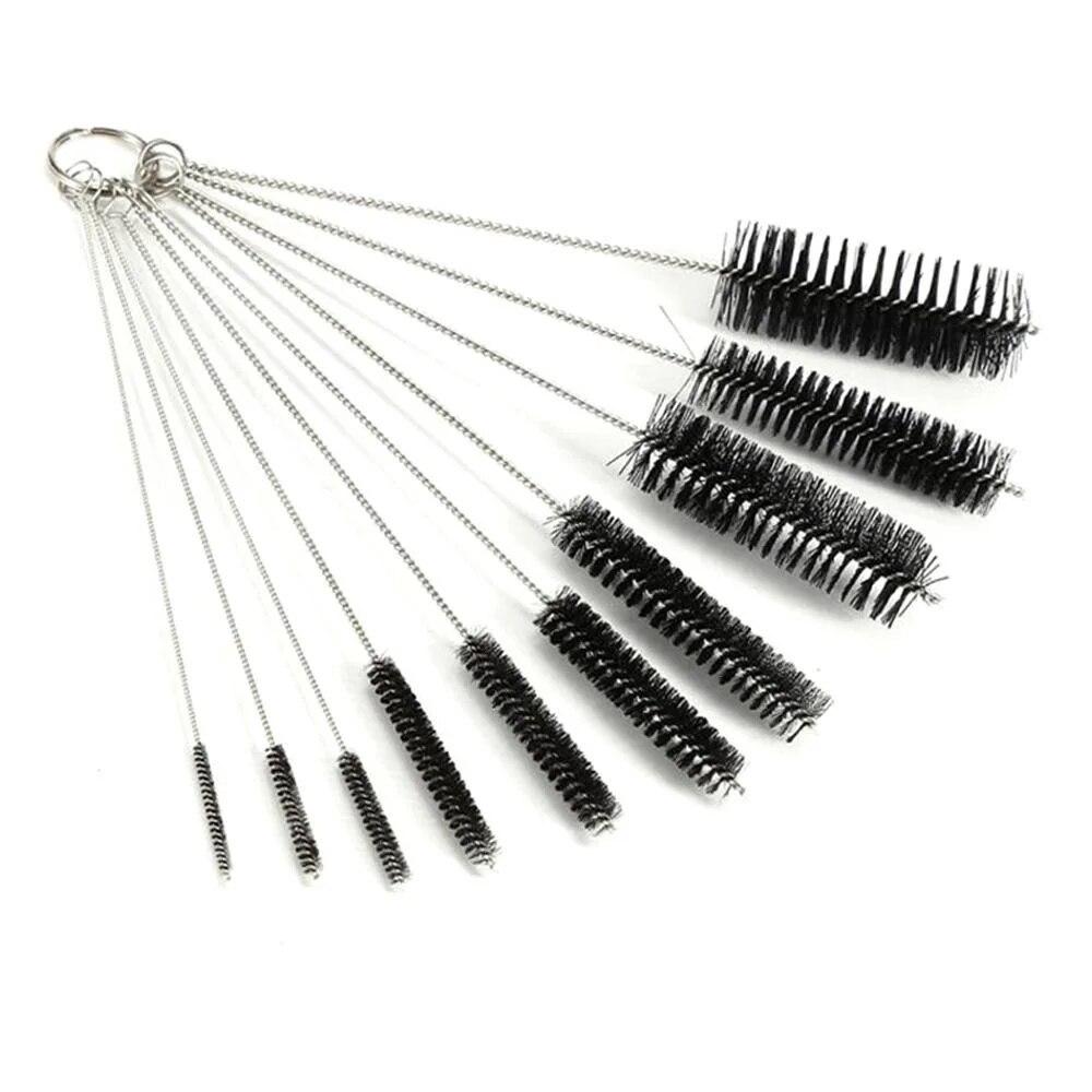 10Pcs/Set Multifunctional Portable Stainless Steel Household Bottle Brushes Cleaner Glass Washing Tube Cleaning Brush Set