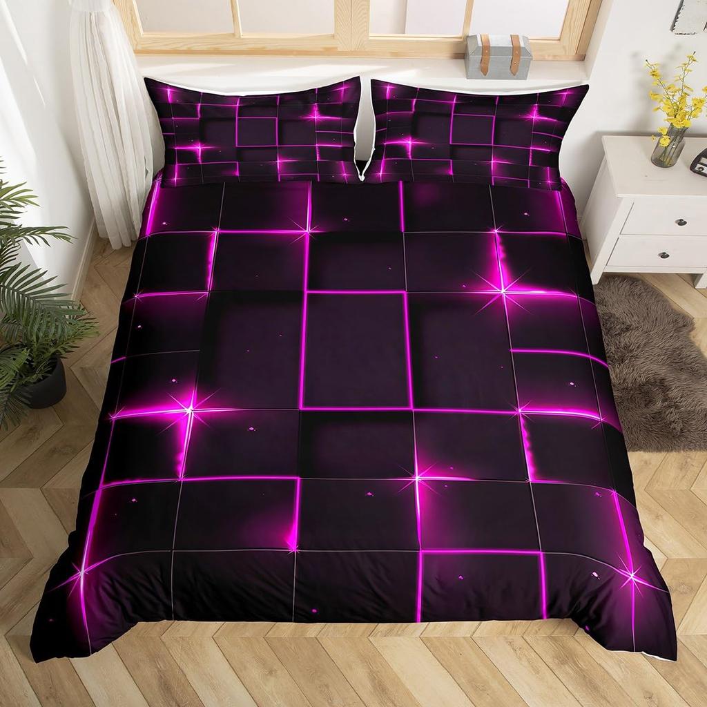 Blå Svart Påslakan King Queen Size Pojkar Flickor Geometri Sängklädesset Geometriskt Täcke Örngott Set Modernt Abstrakt Quiltöverkast