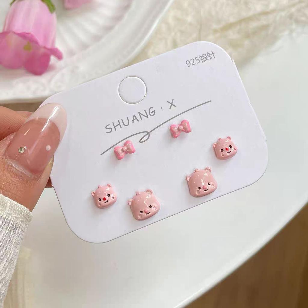 Little Beaver Loopy Earrings Cartoon Pink Earrings Student Animal Ear Accessories