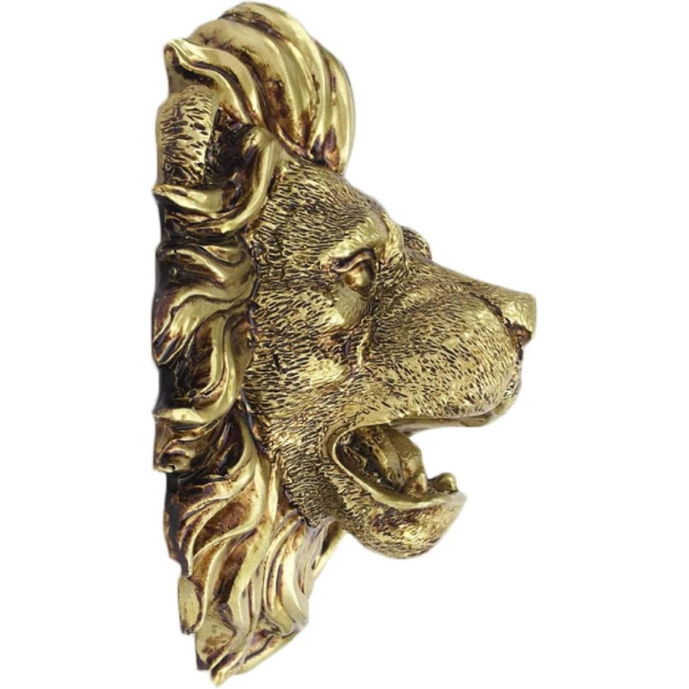 Lion Head Wall Hanging Water Fountain Nozzle Sprinkler Golden Garden Pond Fountain Water Spray Head Watering Outdoor Sculpture Decor Accessories