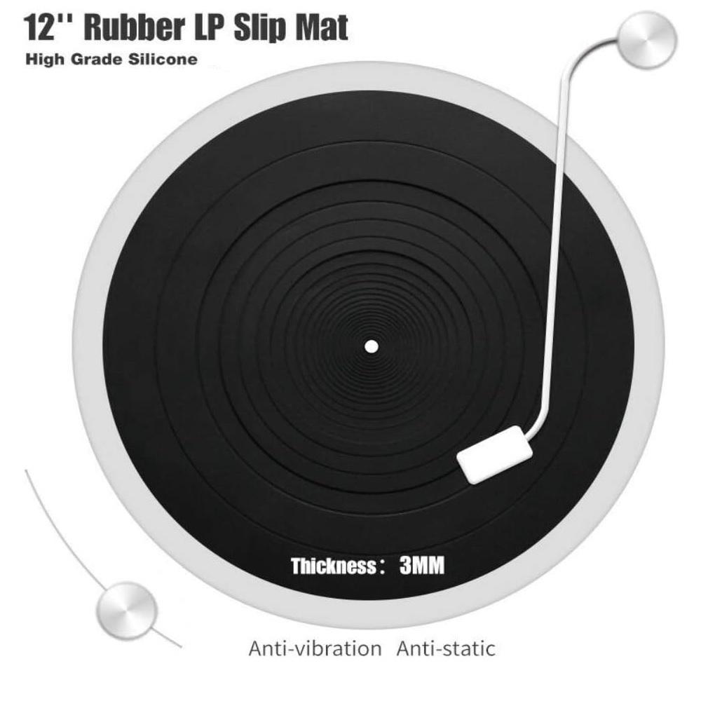 1× Turntable Platter Mat Rubber Silicone Pad For LP Record Players 12" Turntable