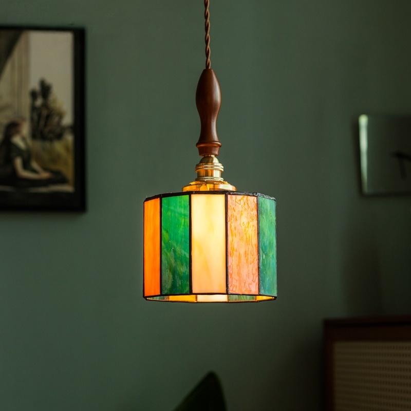 IWHD Japanese Vintage LED Pendant Light Fixtures Living Room Bedroom Cafe Loft Decor Kitchen Copper Colorful Glass Hanging Lamps