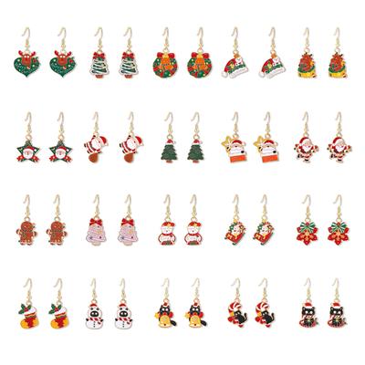 Cartoon Drip Santa Earrings, Personalized Christmas Column Elk Gingerbread Man Earrings
