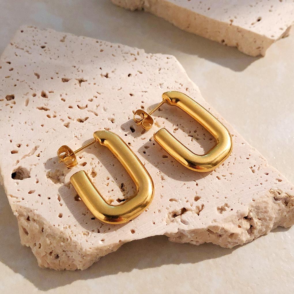 1 Pair Women Ear Studs Metal Solid Color Earring Casual Piercing Jewelry Engagement Dressing Earstud Decoration