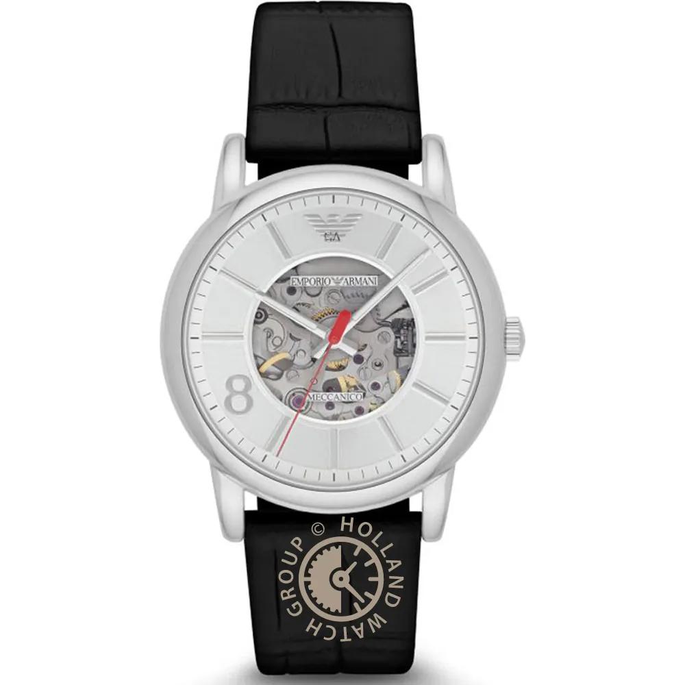 Emporio Armani Luigi Silver Leather Black Men s Automatic AR1997 серебряный