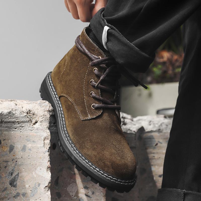 Anti-velvet leather Martin boots men's 2024 new autumn and winter mid-help boots American retro tooling boots 1143-J