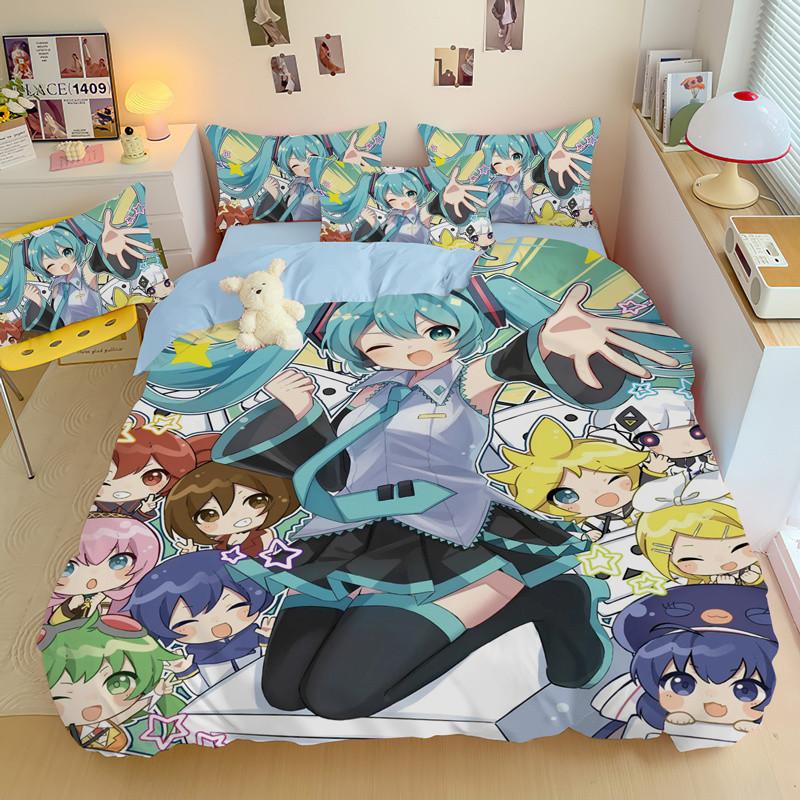 Anime Hatsune Miku Creative Peripherals Duvet Cover Merry Bedding Set Queen King Full Size for Holiday Bedroom Teens Women Gifts